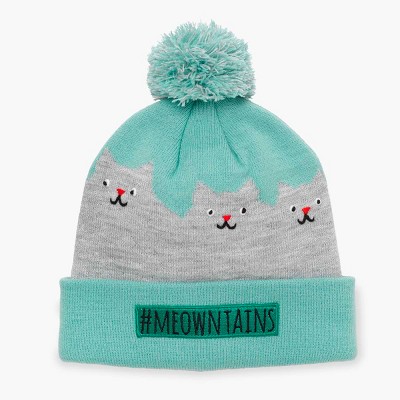 Turtle Fur #meowntains Pom Beanie - Girls Cat Winter Hat