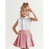 Girl's Two Piece Cute Spring Summer Outfits Sleeveless Button Down Collar Tops Ruffle Shirt and Pleated Mini Skirt Set 4-13 Years - 4 of 4