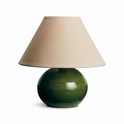 Plum & Post Charlie Mini Lamp - Green Crackle Glaze - Linen Shade  - 10"