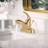 WOWOW 4 in. Centerset Single-Handle Low Arc Bathroom Faucet with Drain Kit Included in Brushed Nickel - 2 of 4