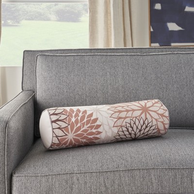 Natural Floral Polyester Bolster Pillow 6" x 20"