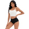 INSPIRE CHIC Women's High-Waisted Full-Coverage Underwear Wave Trim No Trace Briefs - 4 of 4