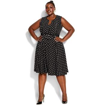 Women's Plus Size Vintage Spot Dress - black | CITY CHIC