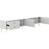 Acekool Modern TV Stand with 4 Hidden Storage Spaces, 3 Open Shelves & 2 Drawers, Supports TVs up to 77", White with Champagne Legs - 2 of 4