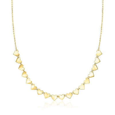 Ross-Simons Italian 14kt Yellow Gold Hearts Necklace Size 18