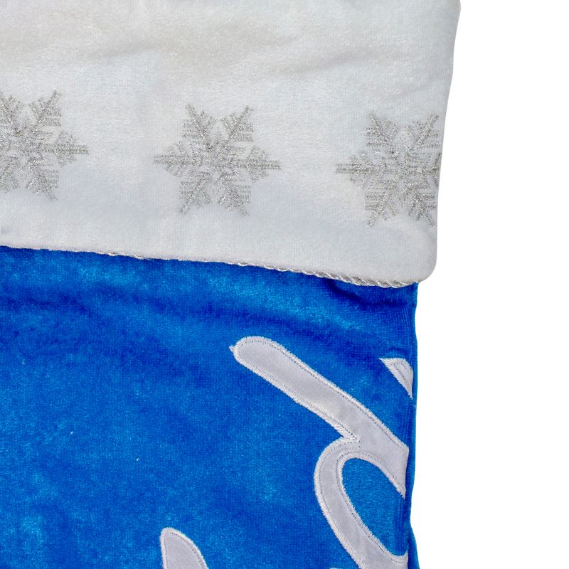Northlight 16" Blue and White Ford Snowflake Embroidered Christmas Stocking, 3 of 4