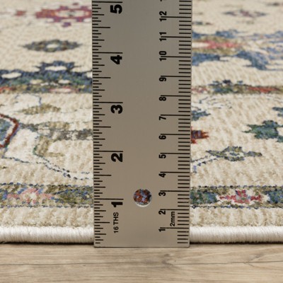 Ivory and Multi Traditional Rectangular Synthetic Area Rug 3'10" x 5'5"