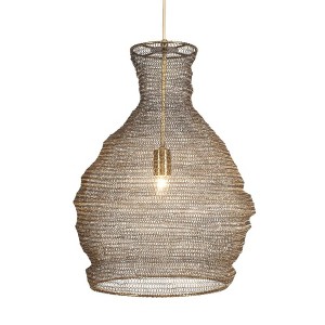 Uttermost Murmur 1-Light Pendant-Antique Brass Woven Metal with Adjustable Cord - 1 of 4