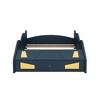 Okak Twin Platform Bed Frame with Wheels and Storage Race Car-Shaped  Bed with Rails for Kids Noise-Free Strong Wood Slats Easy Assembly, Dark Blue - 4 of 4