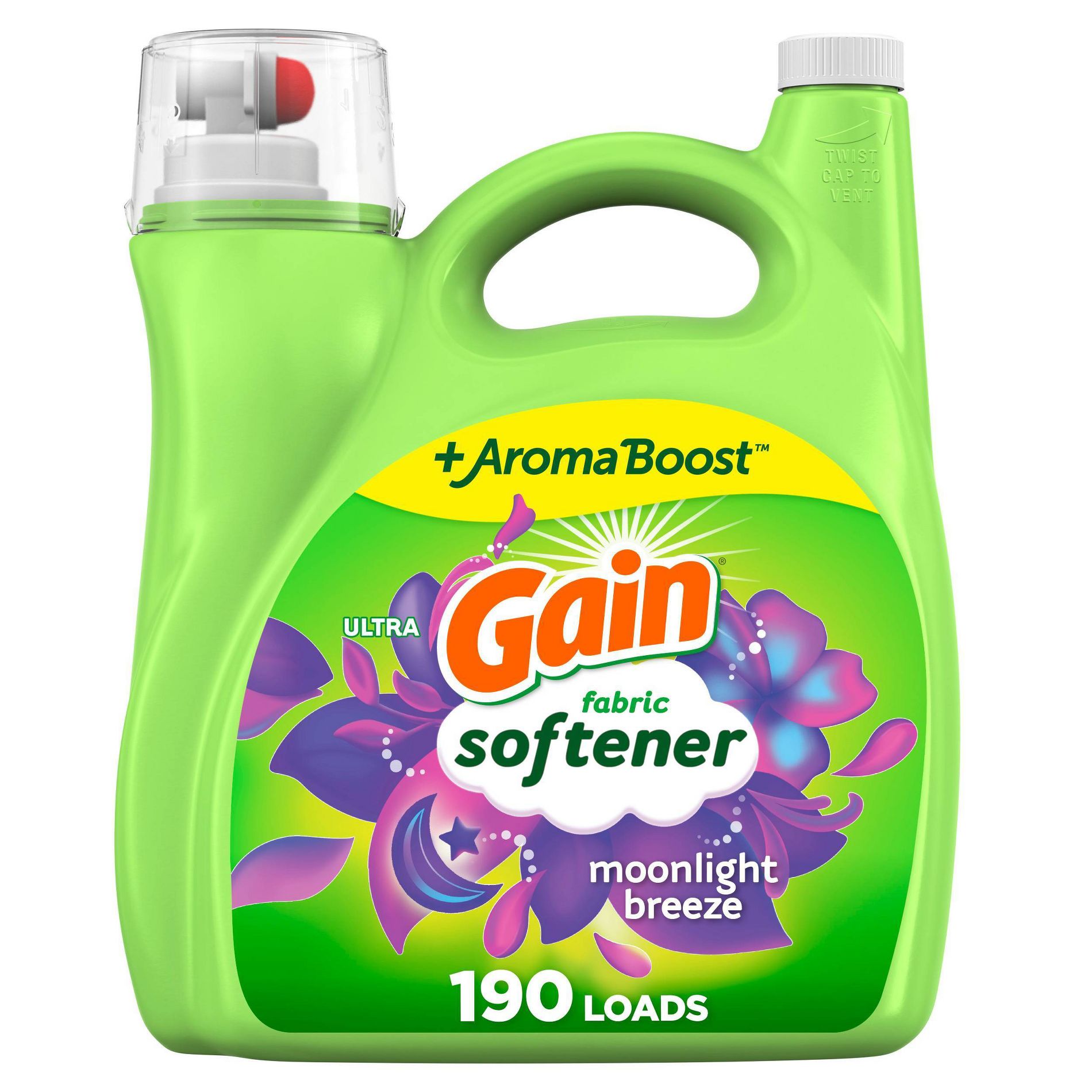 Gain Liquid Fabric Softener - Moonlight Breeze - 140 fl oz: Plastic Jug, Odor Control, Paraben-Free, Spill-Resistant Lid