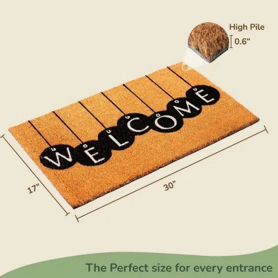 LunaLulinlk Welcome Mats for Front Door All Weather Floor Mats with Print Beige & Black 30x17 inch