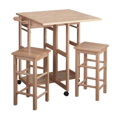 3pc Suzanne Space Saver Drop Leaf Dining Set Teak - Winsome