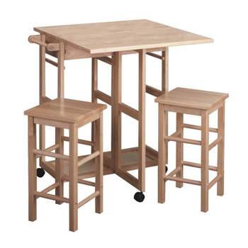 3pc Suzanne Space Save Extendable Dining Table Set Beech - Winsome