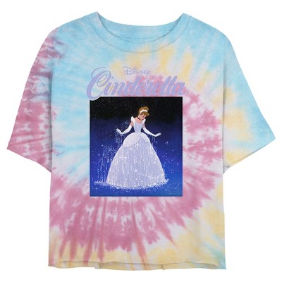 Juniors Womens Cinderella Magic Gown Moment Crop T-Shirt - Tie Dye - Small