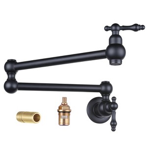 WOWOW Wall Mounted Pot Filler with 2-Handles Double Joint Swing Arm in Brushed Nickel - 1 of 4