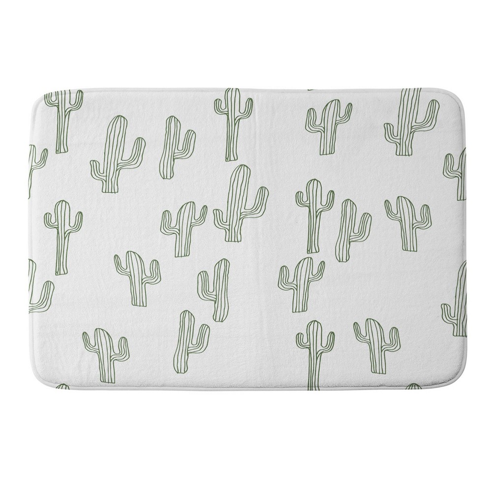 34""x21"" Camilla Foss Cactus Only Memory Foam Bath Rug White - Deny Designs: Microfiber, Machine Washable, Non-Slip Backing -  86397679