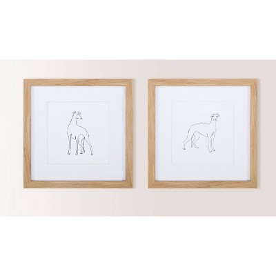 (Set of 2) 12" x 12" Grayhound Sketch Framed Wall Art Black - Threshold™