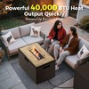 BDELITE Rectangle Outdoor Fire Pit Table with 40,000 BTU Output with Windshield, Glass Stones, Waterproof Cover-31.5*19.7*19.3 Inch, Brown - 3 of 4