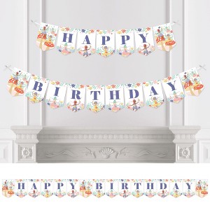 Big Dot of Happiness Let's Be Fairies - Fairy Garden Birthday Party Bunting Banner - Party Decorations - Happy Birthday - 1 of 4