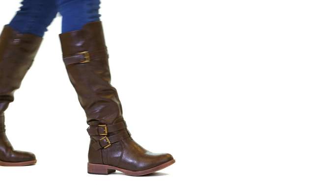 Journee Collection Womens Bite Stacked Heel Riding Boots, 2 of 11, play video