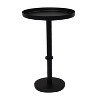 The Urban Port 12" Side End Table Vintage Sleek Pillar Base Round Tray Top Matte Black - 2 of 4