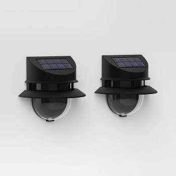 2pk Double Hood Deck Solar LED Outdoor Step Lights Matte Black - Threshold™