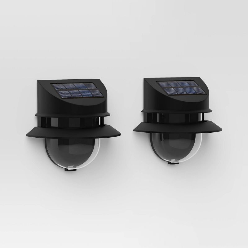 2pk Double Hood Deck Solar LED Outdoor Step Lights Matte Black - Threshold&#8482;, 1 of 5
