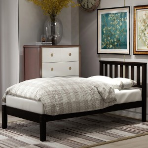 Whisen Minimalistic Twin Size Wood Platform Bed with Headboard/Wood Slat Support - 1 of 4