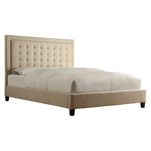 Inspire Q Hudson Button Tufted Platform Bed with High Footboard - Oatmeal (Full)