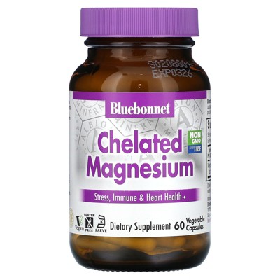 Bluebonnet Nutrition Chelated Magnesium, 60 Vegetable Capsules (100 mg per Capsule)