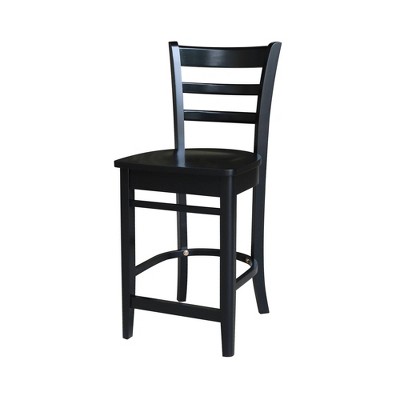Black Solid Wood Counter Height Dining Set with 4 Chairs