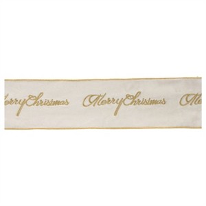 Embroidered Merry Christmas Wired Ribbon - 1 of 3