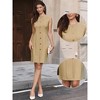 INSPIRE CHIC Women's Sleeveless Crew Neck Button Decro Front Pleated Work Sheath Midi Dresses - 2 of 4