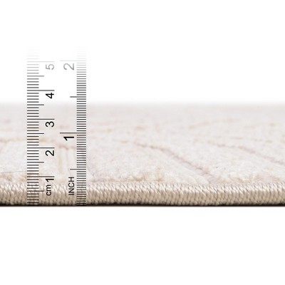 Beige Geometric Flat-Woven Outdoor Rug, 5' x 8', Reversible and Washable