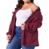 Agnes Orinda Women's Plus Size Waffle Knit Shacket Pocket Loose Long Sleeve Button Down Shirts - 2 of 4