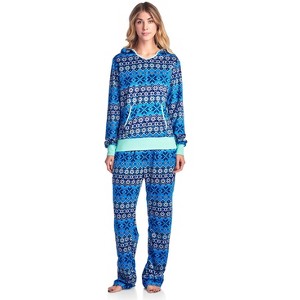 Ashford & Brooks Women's Mink Fleece Hoodie Pajama Set - 1 of 4