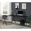 Vynxaria Black Finish Computer Desk Modern L-Shaped Workstation for Home Office Study Small Spaces - 3 of 4