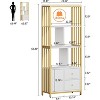 Homhougo Gold Bookshelf with Drawers Modern Bookcase Storage Rack Shelf Tall Standing Bookshelves Metal Frame Large Display Racks Book Shelf, White - 2 of 4