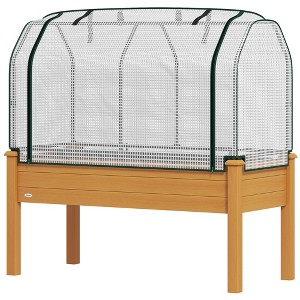 Raised Garden Bed with PE Greenhouse Cover Outdoor Planter Box for Herbs and Vegetables, 48 x 22 x 46 inch - 1 of 4