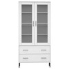 vidaXL Bookcase White Solid pine wood, glass, metal Tall Bookcase - 4 of 4