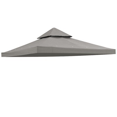 Gray Polyester 8' x 8' Dual-Tier Gazebo Canopy Replacement Top