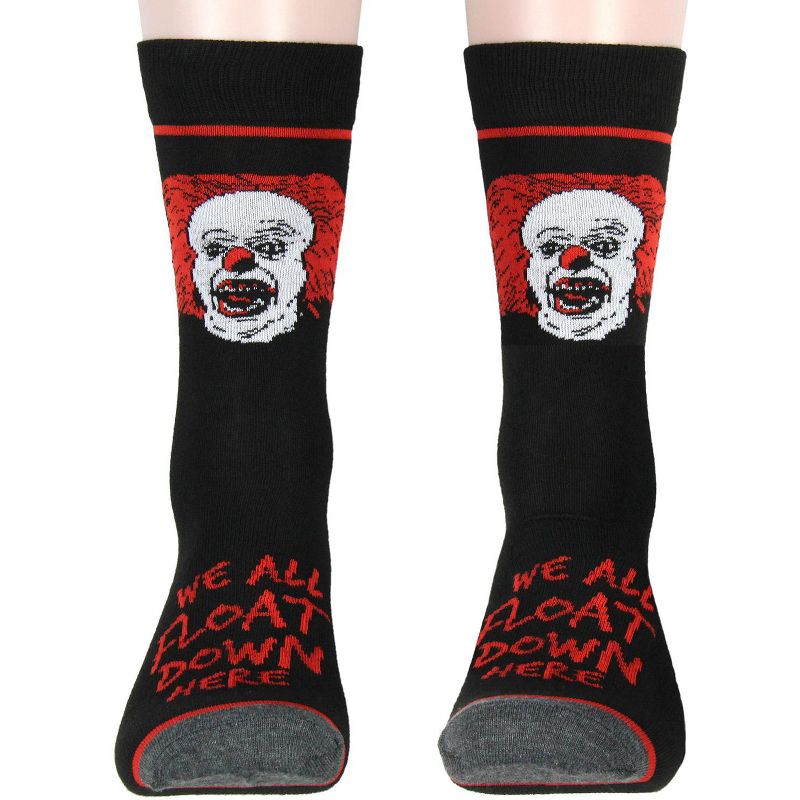 Stephen King's IT The Movie Pennywise The Clown 2 Pack Men's Athletic Crew Socks Black, 2 of 7