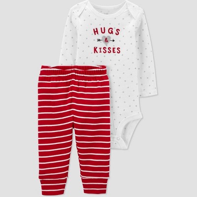 Baby 2pc 'Hugs and Kisses' Top and Bottom Set - Just One You® made by carter's White/Red 12M
