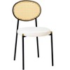 LeisureMod 5-PC Dining Set - 36" Round Dining Table Black MDF Top & Gold Base, 4 Velvet Dining Chairs in Black Steel Legs - 3 of 4