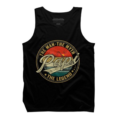 Men's Design By Humans Vintage Sunset Papi, The Man, Myth, Legend By COVI Tank Top