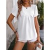 Coolmee Womens Tops Petal Short Sleeve Summer Casual Dressy Shirts Floral Solid Blouse Pleated Tunics - 2 of 4