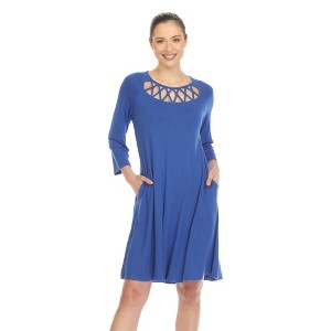 Women's Criss Cross Neckline Swing Dress - 1 of 4
