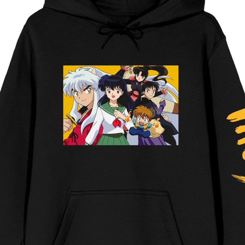 Inuyasha Character Group Long Sleeve Black Adult Pullover Hoodie, 3 of 6