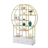 CAVINAS Bookcases for Living Room 5 Tiers Office Bookshelf Display Shelf Bookcase with Round Top, X Bar Gold Frame - 2 of 4