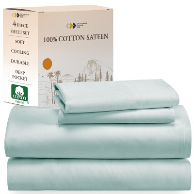 Soft 100% Cotton Sheets Set - Cooling Durable Sateen, Deep Pocket - by California Design Den